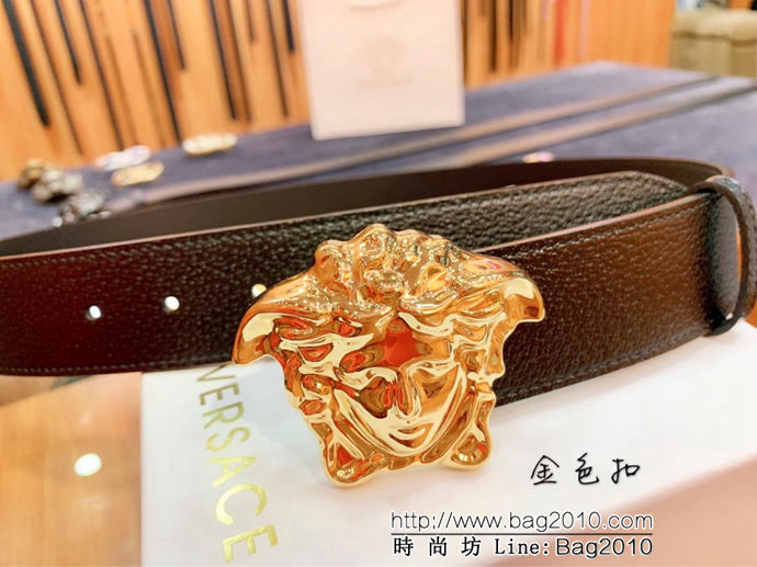 VERSACE範思哲 外貿原單貨 原廠豬皮紋頭層牛皮 男士皮帶 高端人士首選  xfp1323